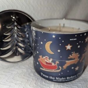 White Barn Blue and Silver Holiday Candle